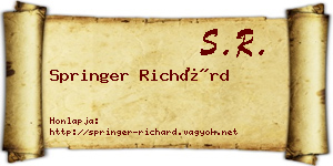Springer Richárd névjegykártya